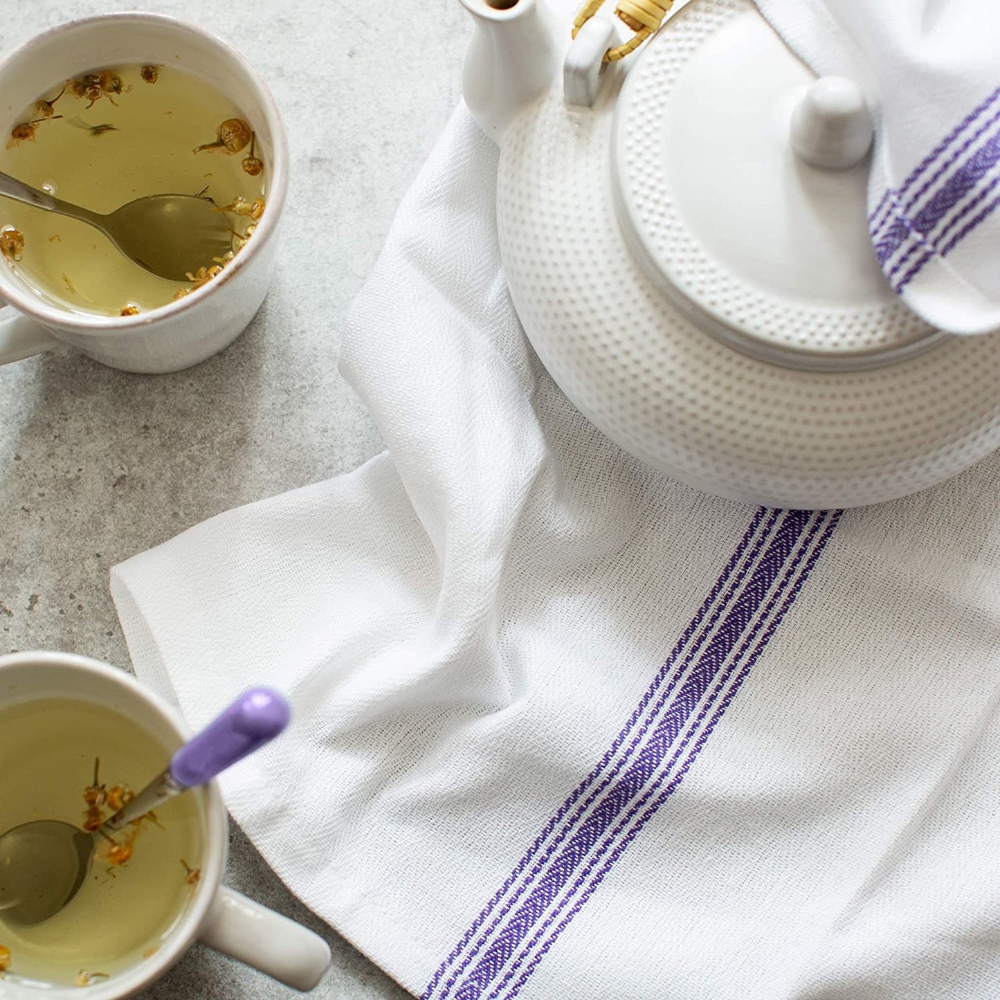 Farmhouse Vintage Style Hand Towels (set of 4) - Blue and White