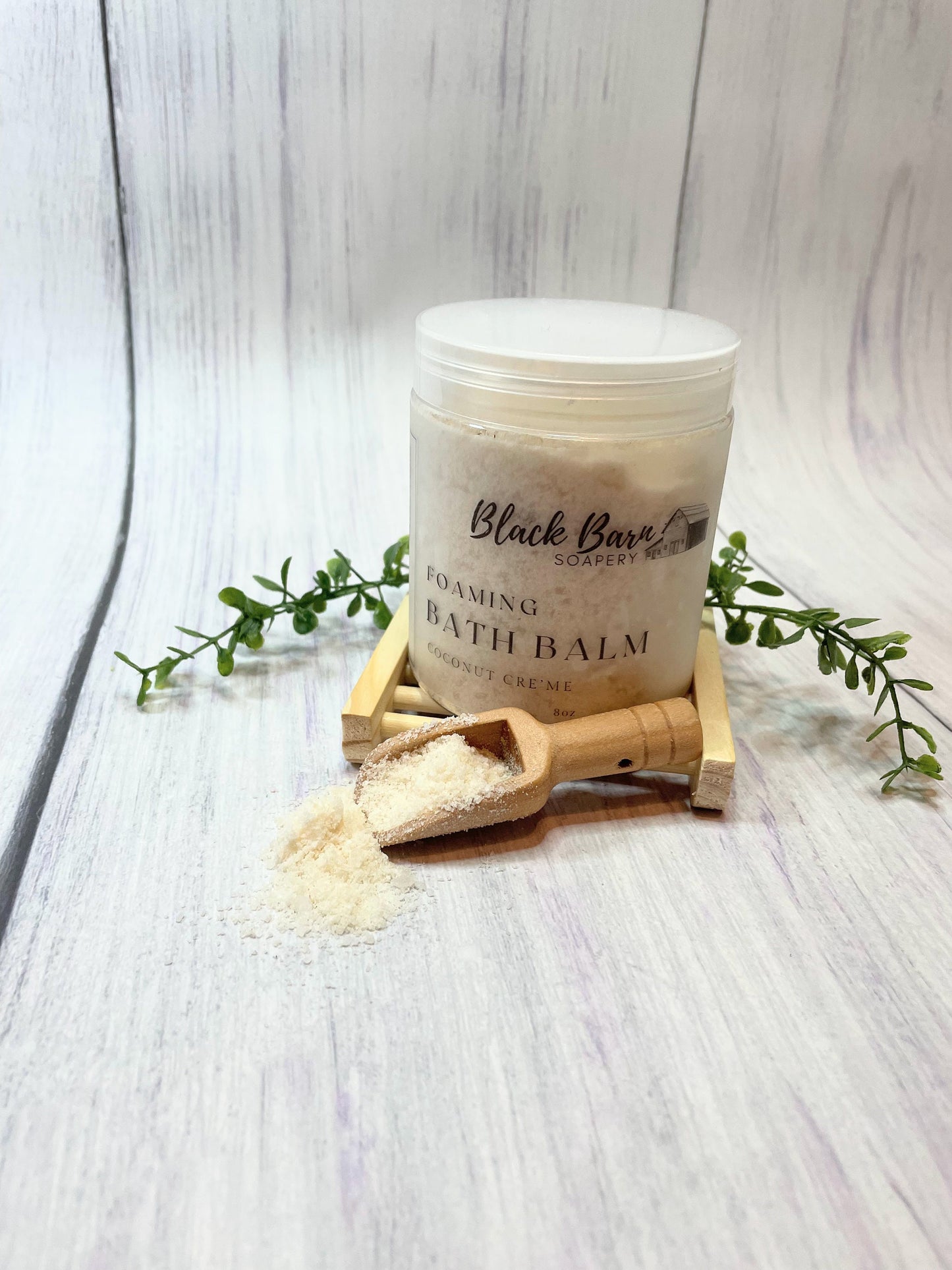 Coconut Vanilla Foaming Bath Salts: 8oz Bath Balm with Scoop