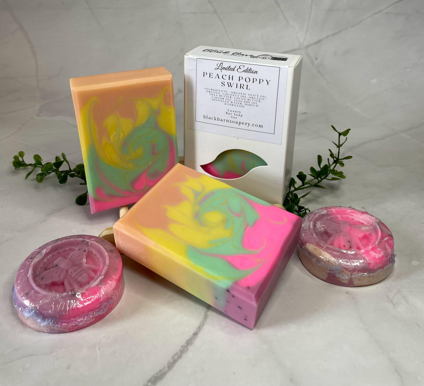 Peach Poppy Swirl - Handmade Artisan Soap
