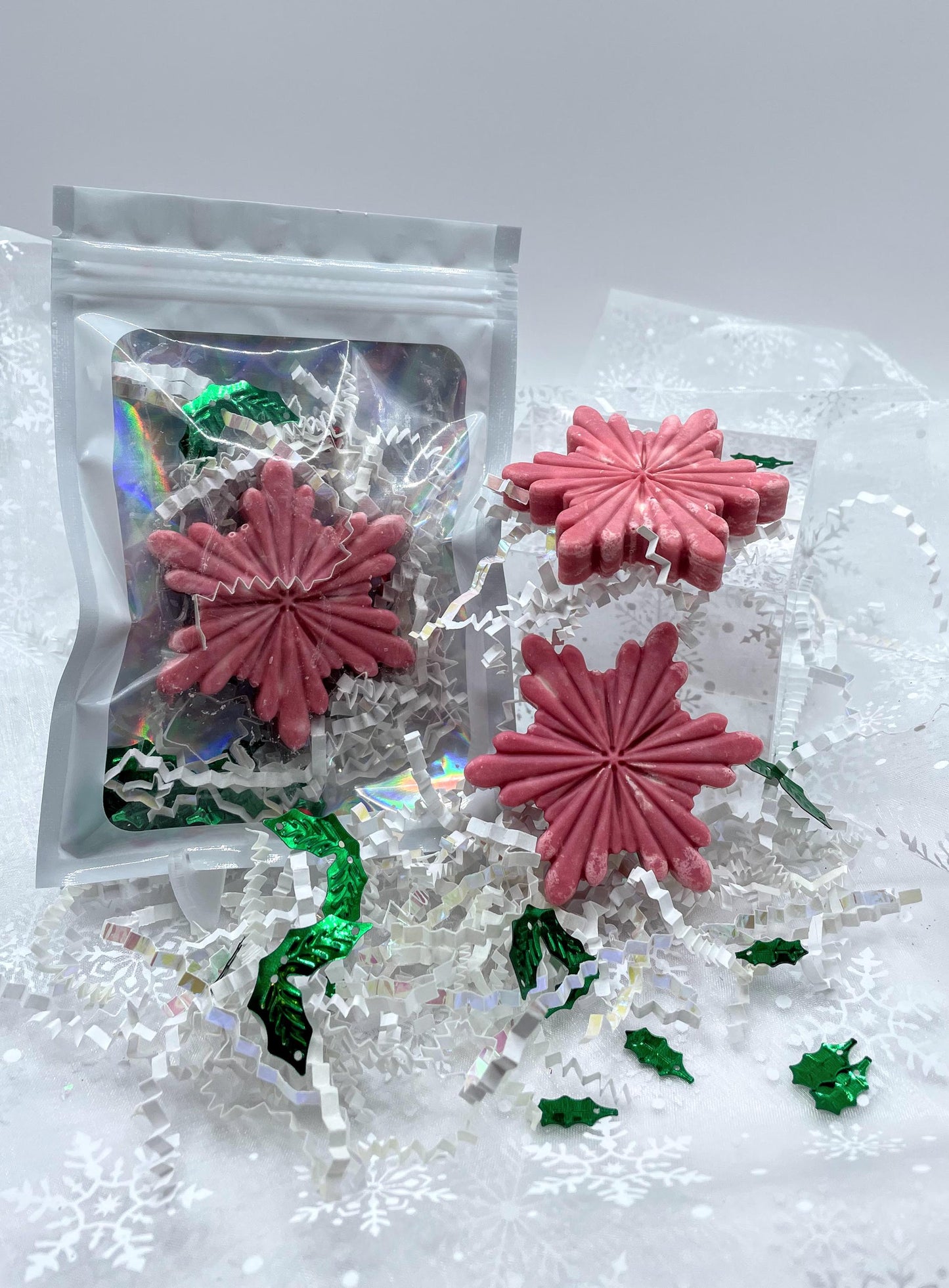 Peppermint Swirl Snowflake Guest Soap - Handmade Artisan Goat's Milk Soap