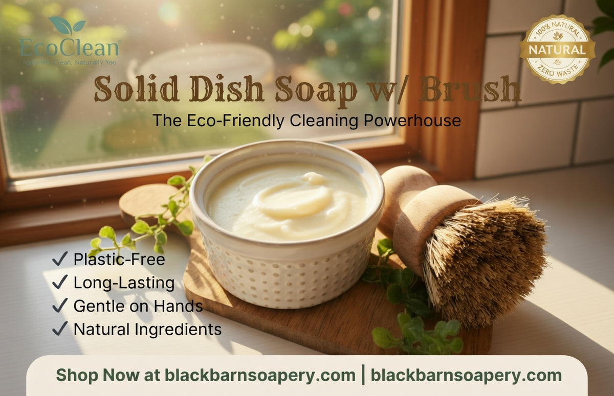 Solid Dish Soap Bar w/ Brush- Handmade Artisan Soap