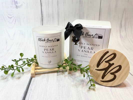 Pear Vanilla - Subtly Scented 7oz Jar Candle w/ Bambo lid
