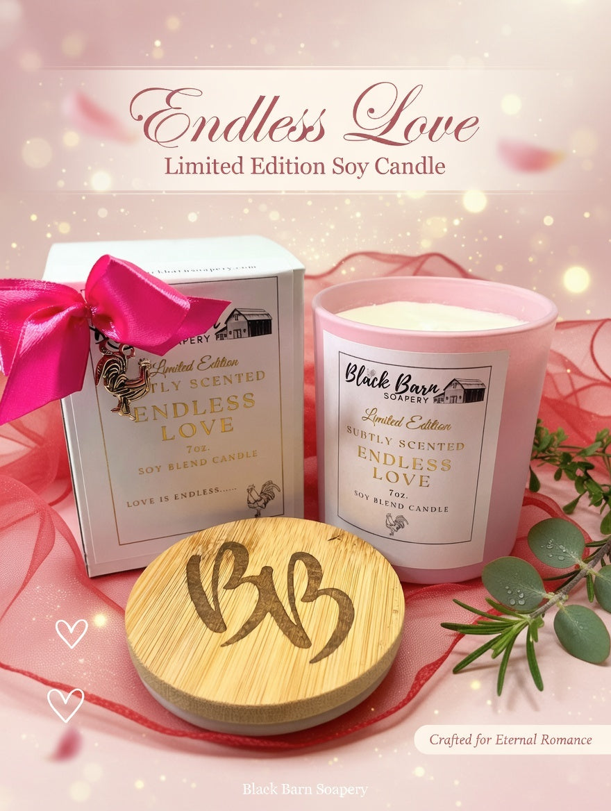 Endless Love -  Limited Edition - Subtly Scented 7oz Jar Candle w/ Bamboo lid