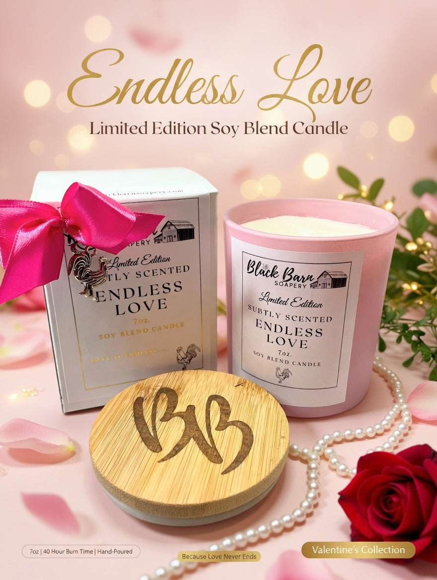 Endless Love -  Limited Edition - Subtly Scented 7oz Jar Candle w/ Bamboo lid