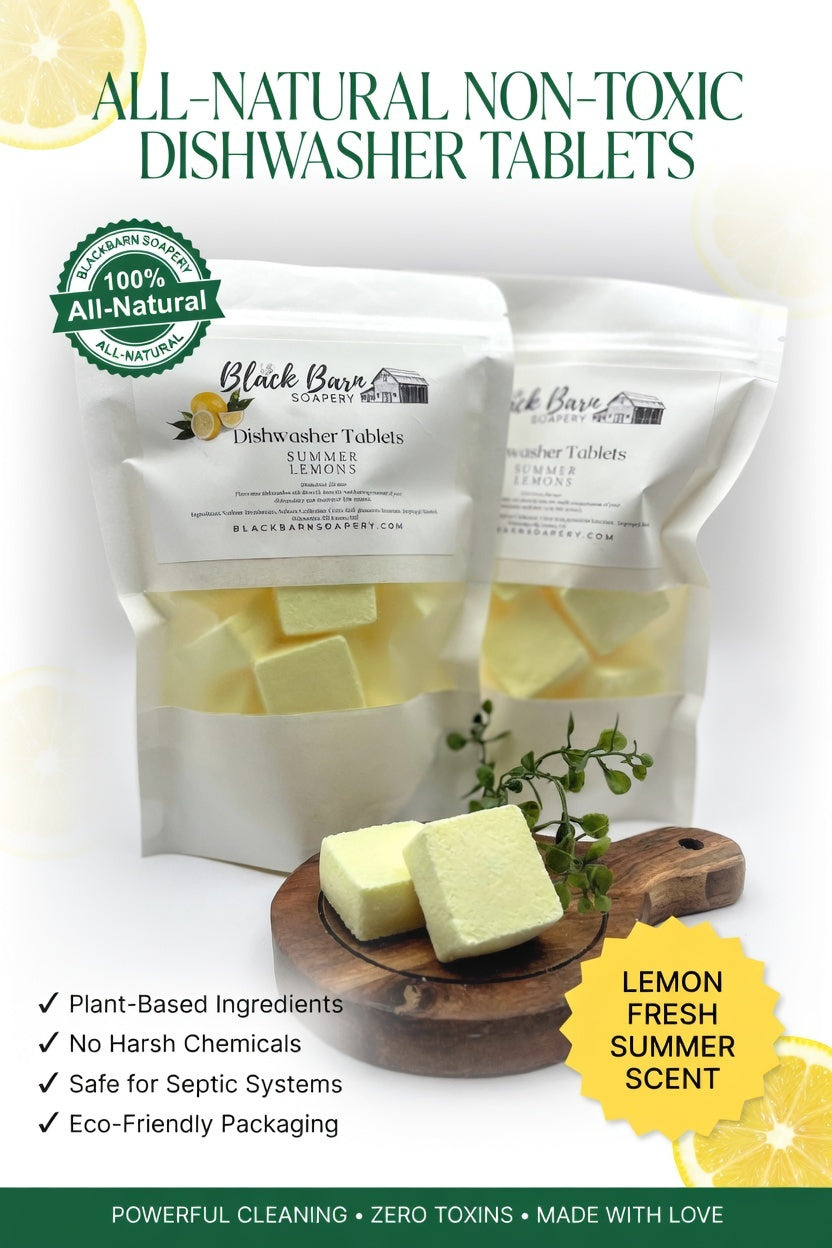 Dishwasher Tablets - Summer Lemon - All Natural, Non-Toxic, Safe