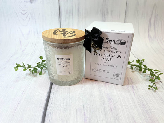 Balsam & Pine - Limited Edition - Subtly Scented 7oz Jar Candle w/ Bambo lid