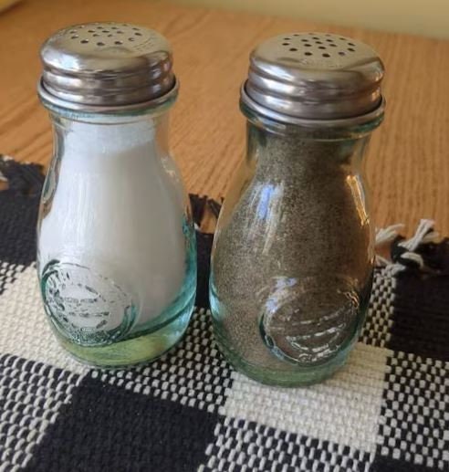 Hand Blown & Pressed Farmhouse - Country style Green Glass 4 Oz. Salt / Pepper Shaker Set