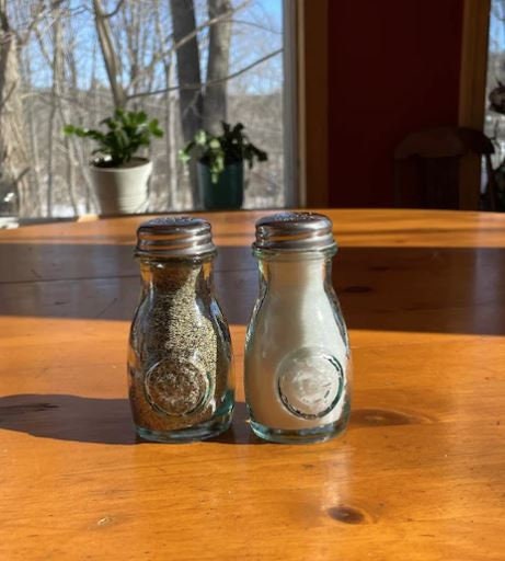 Hand Blown & Pressed Farmhouse - Country style Green Glass 4 Oz. Salt / Pepper Shaker Set