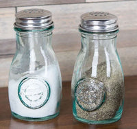 Hand Blown & Pressed Farmhouse - Country style Green Glass 4 Oz. Salt / Pepper Shaker Set