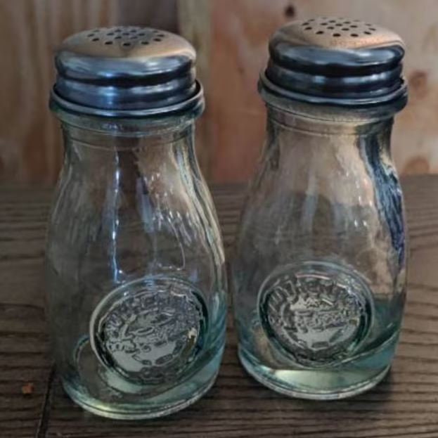 Hand Blown & Pressed Farmhouse - Country style Green Glass 4 Oz. Salt / Pepper Shaker Set