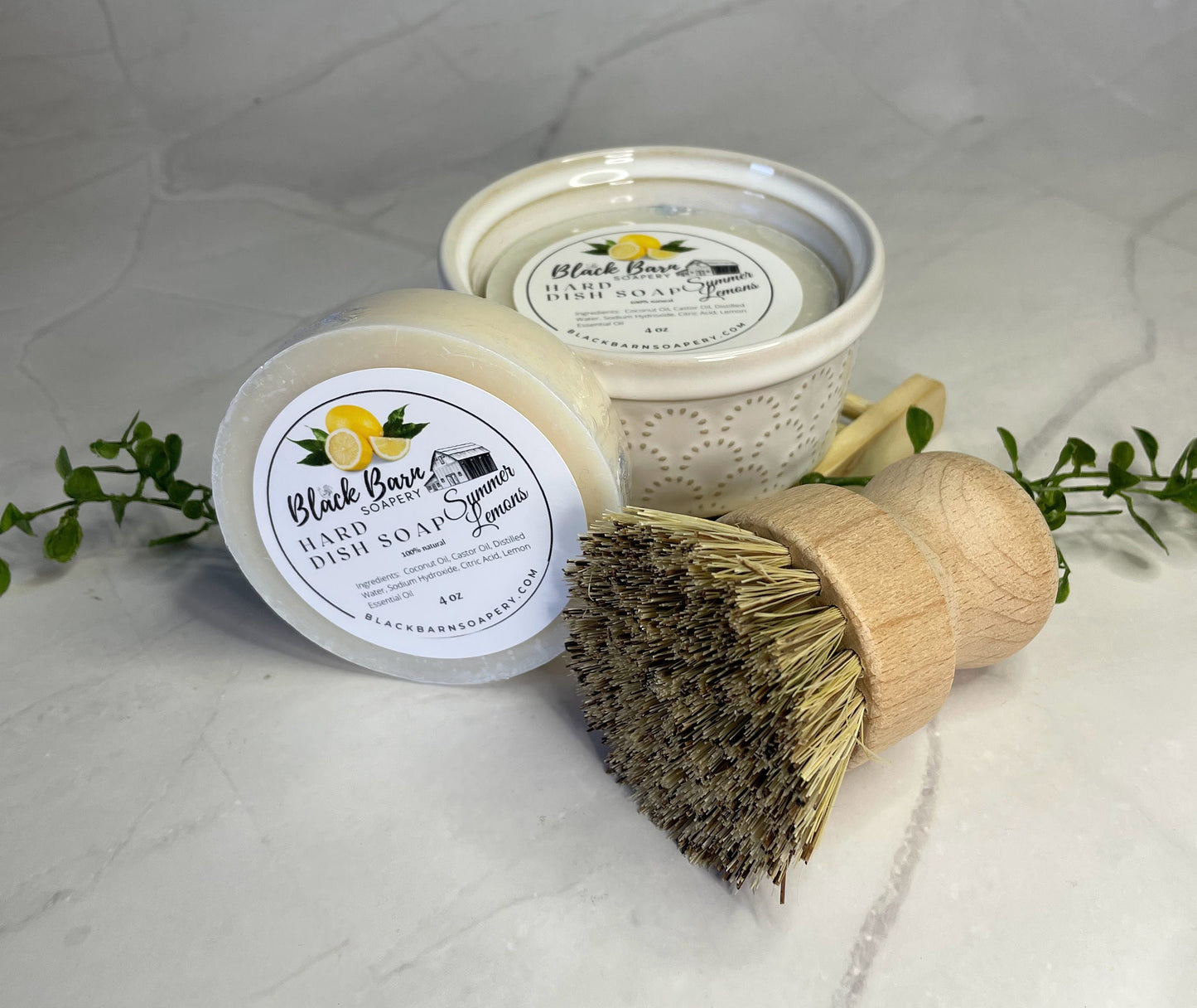 Solid Dish Soap Bar w/ Brush- Handmade Artisan Soap