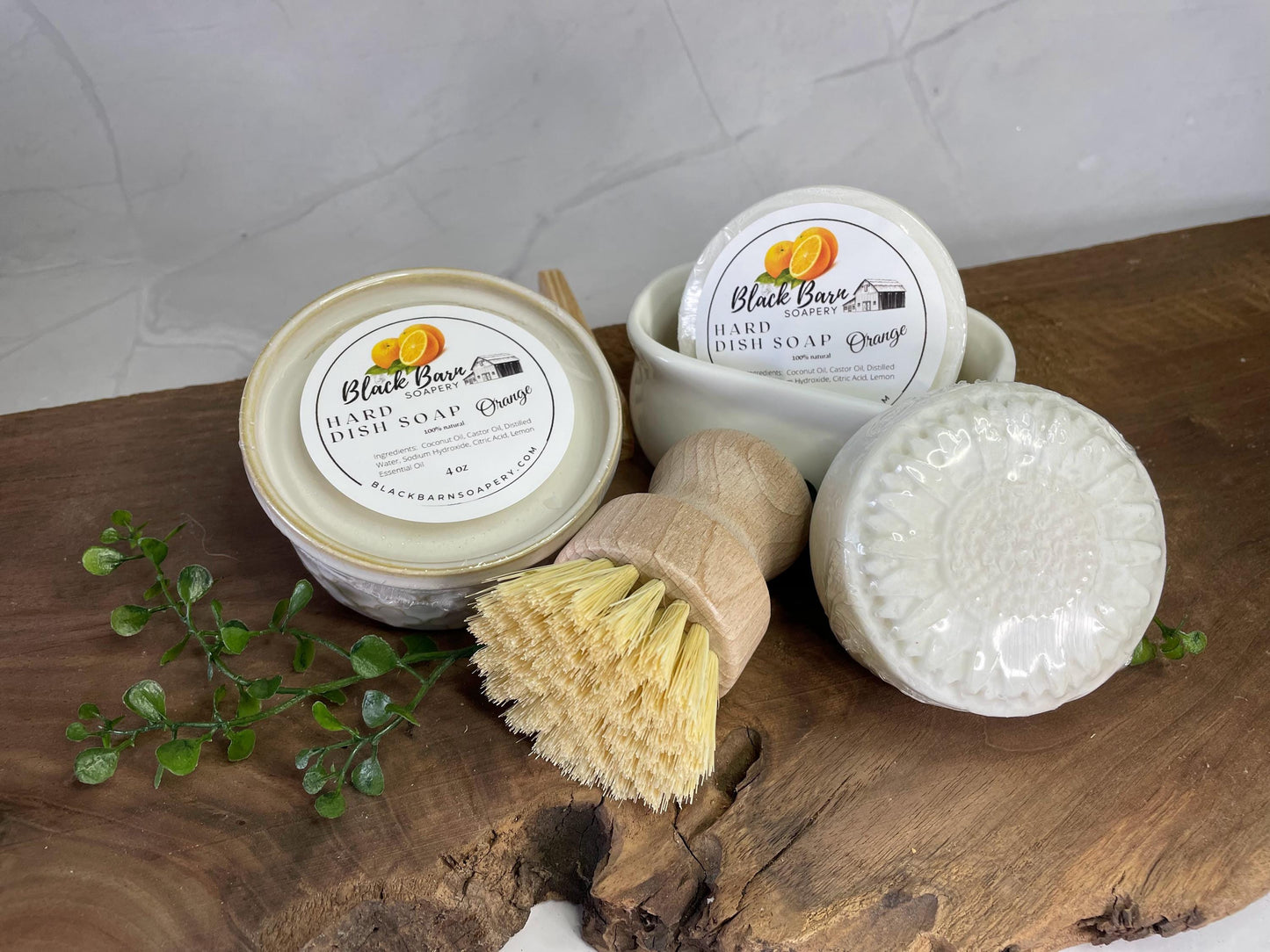 Solid Dish Soap Bar w/ Brush- Handmade Artisan Soap