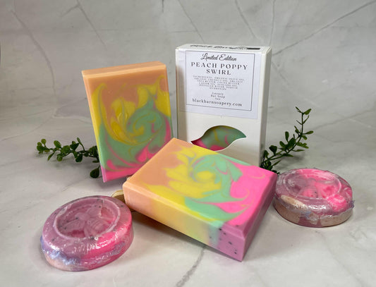 Peach Poppy Swirl - Handmade Artisan Soap