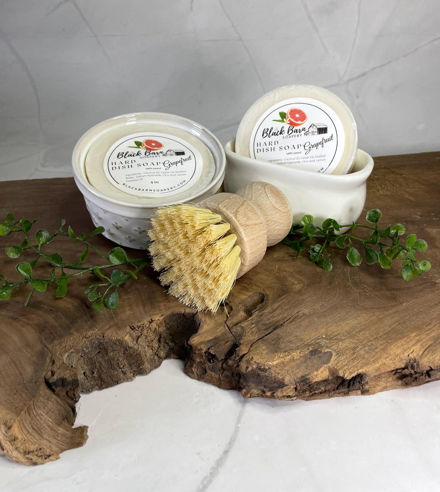 Solid Dish Soap Bar w/ Brush- Handmade Artisan Soap