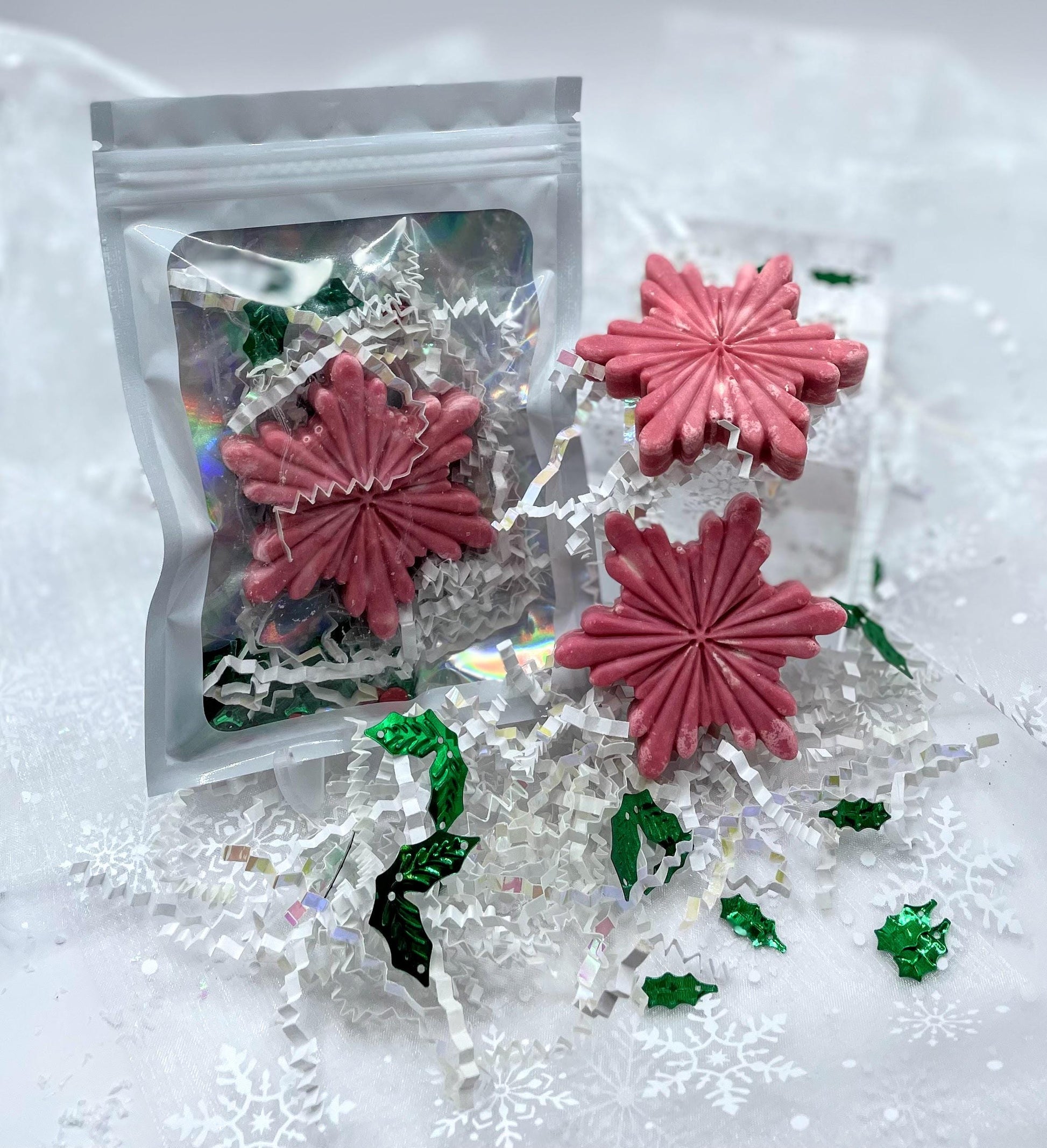 Peppermint Swirl Snowflake Guest Soap - Handmade Artisan Goat's Milk Soap