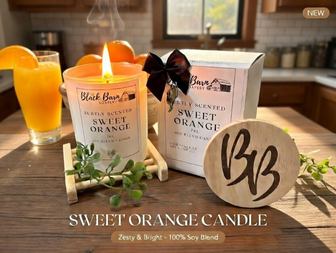 Sweet Orange & Vanilla - Subtly Scented 7oz Jar Candle w/ Bamboo lid