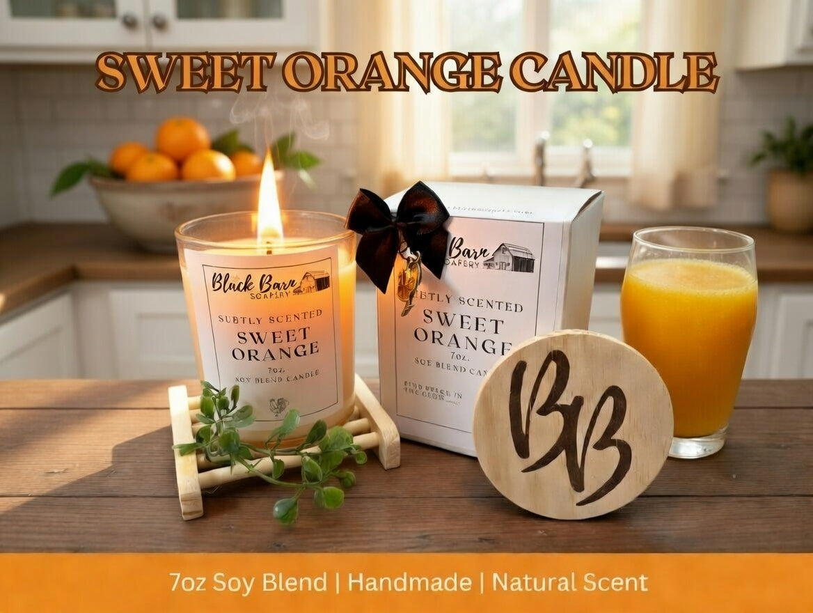 Sweet Orange & Vanilla - Subtly Scented 7oz Jar Candle w/ Bamboo lid