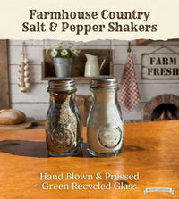 Hand Blown & Pressed Farmhouse - Country style Green Glass 4 Oz. Salt / Pepper Shaker Set