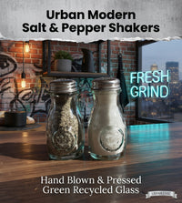Hand Blown & Pressed Farmhouse - Country style Green Glass 4 Oz. Salt / Pepper Shaker Set