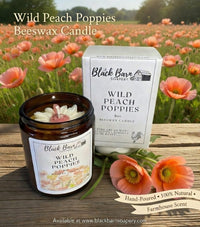 Wild Peach Poppies -  8oz Beeswax Candle
