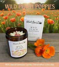 Wild Peach Poppies -  8oz Beeswax Candle