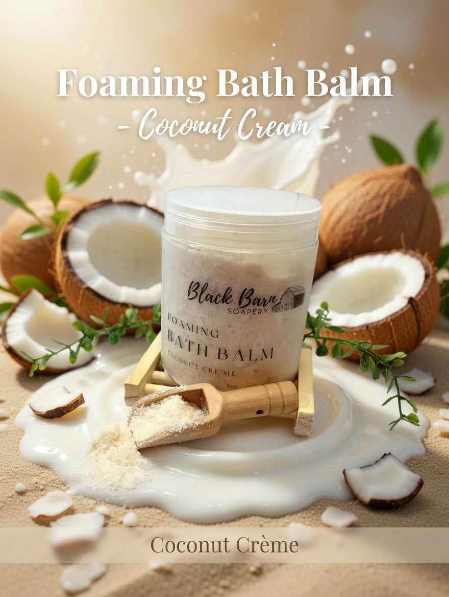 Coconut Vanilla Foaming Bath Salts: 8oz Bath Balm with Scoop