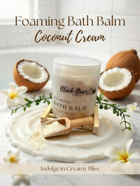 Coconut Vanilla Foaming Bath Salts: 8oz Bath Balm with Scoop