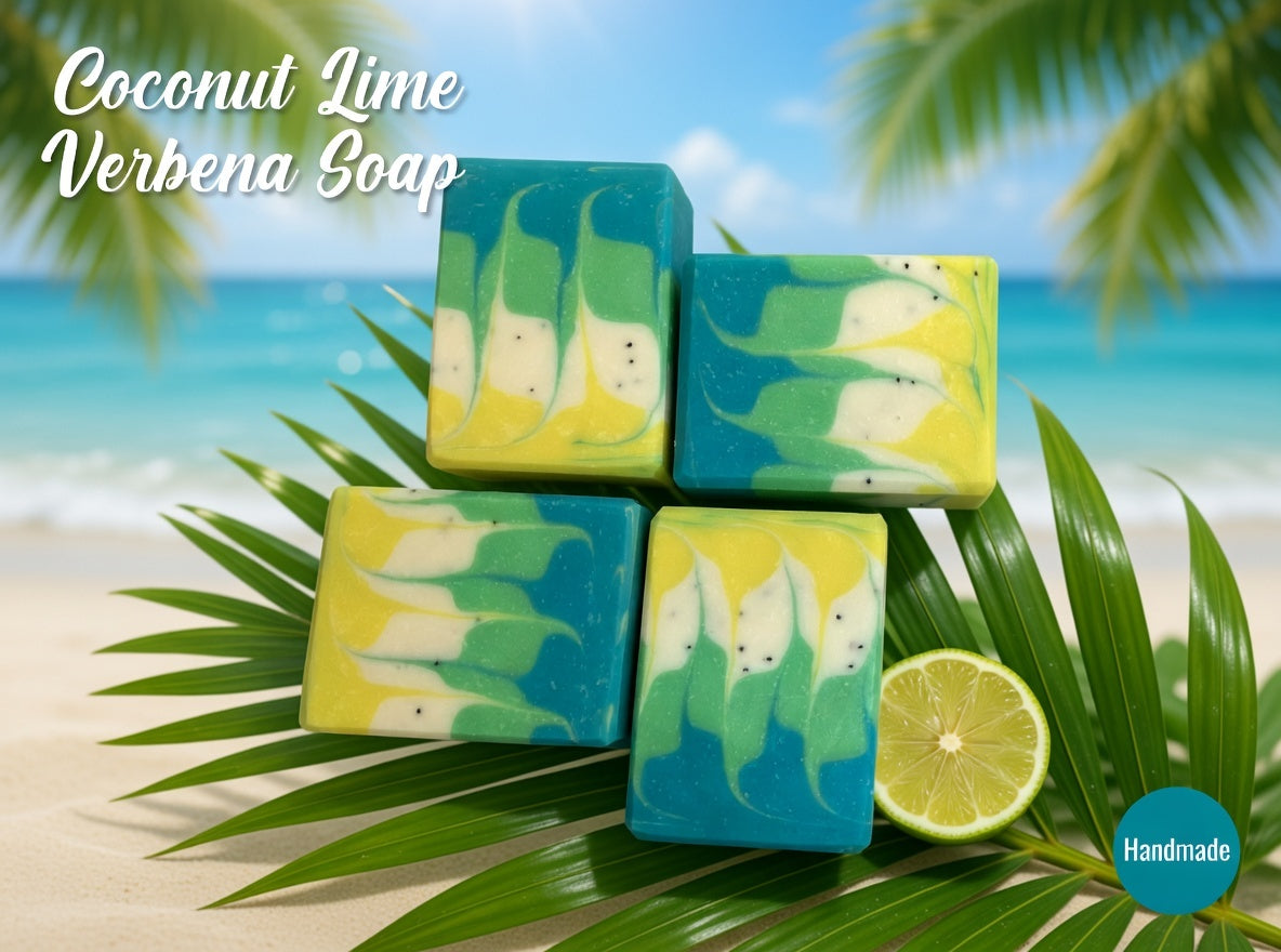 Coconut Lime Verbena Soap: Handmade Artisan Bar with Poppy Seeds