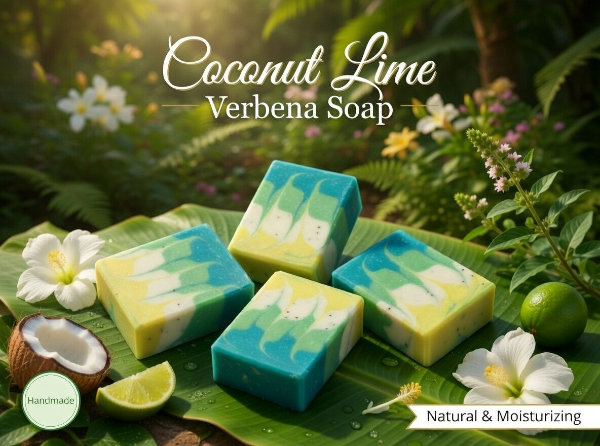 Coconut Lime Verbena Soap: Handmade Artisan Bar with Poppy Seeds