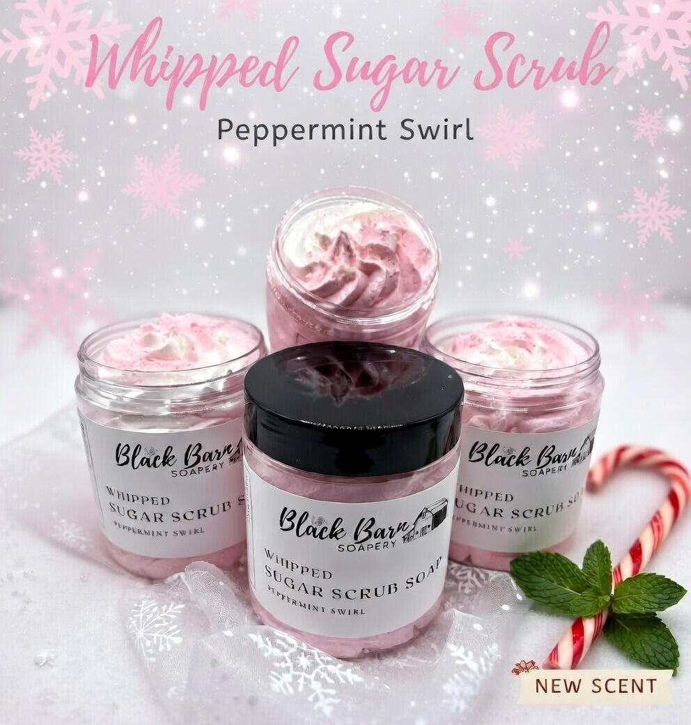 Peppermint Swirl - Whipped Sugar Scrub Soap