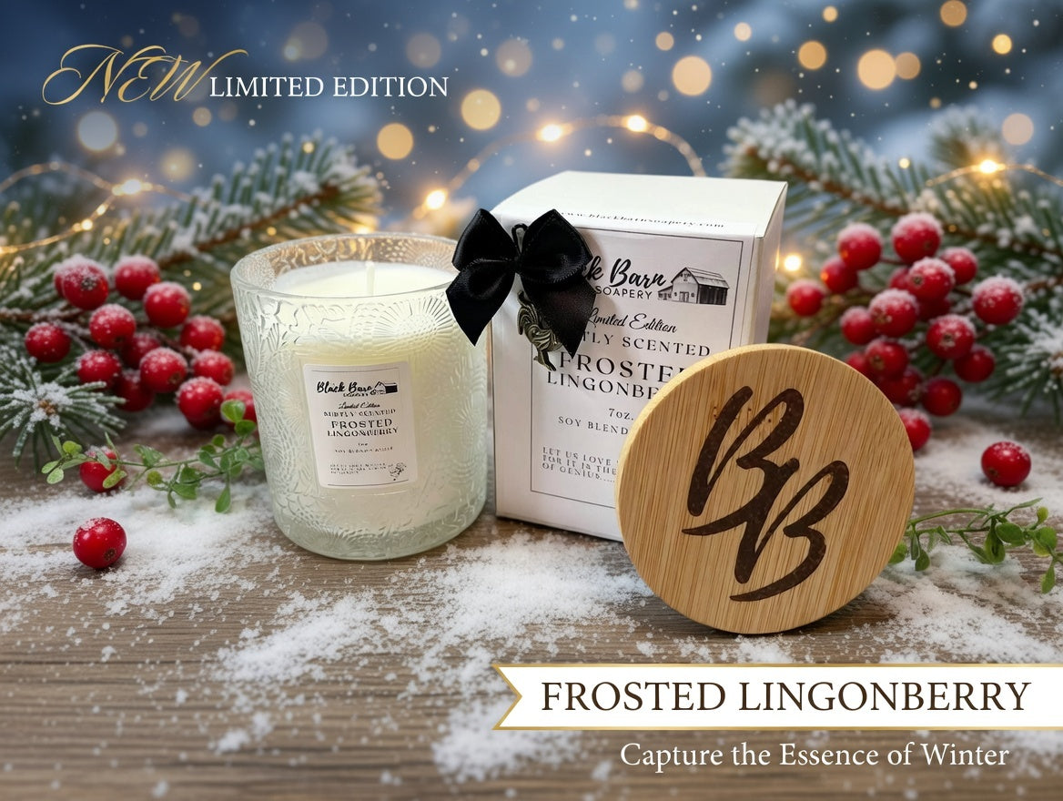 Frosted Lingonberry Limited Edition - Subtly Scented 7oz Jar Candle w/ Bamboo lid