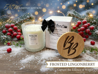 Frosted Lingonberry Limited Edition - Subtly Scented 7oz Jar Candle w/ Bamboo lid