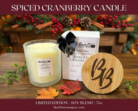 Spiced Cranberry -  Limited Edition - Subtly Scented 7oz Jar Candle w/ Bamboo lid