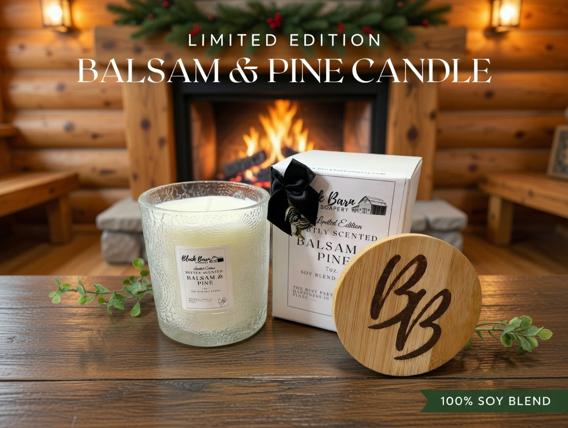 Balsam & Pine -  Limited Edition - Subtly Scented 7oz Jar Candle w/ Bamboo lid