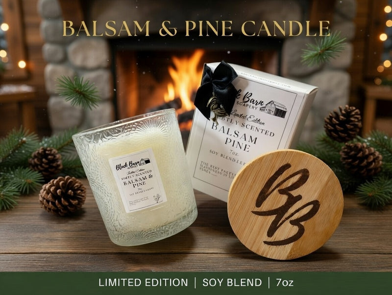 Balsam & Pine -  Limited Edition - Subtly Scented 7oz Jar Candle w/ Bamboo lid