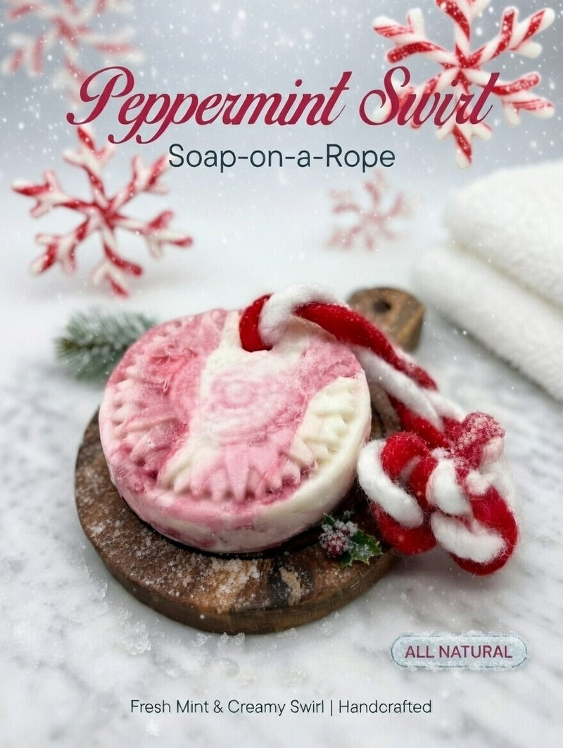 SALE  Peppermint Swirl - Soap-on-a-Rope
