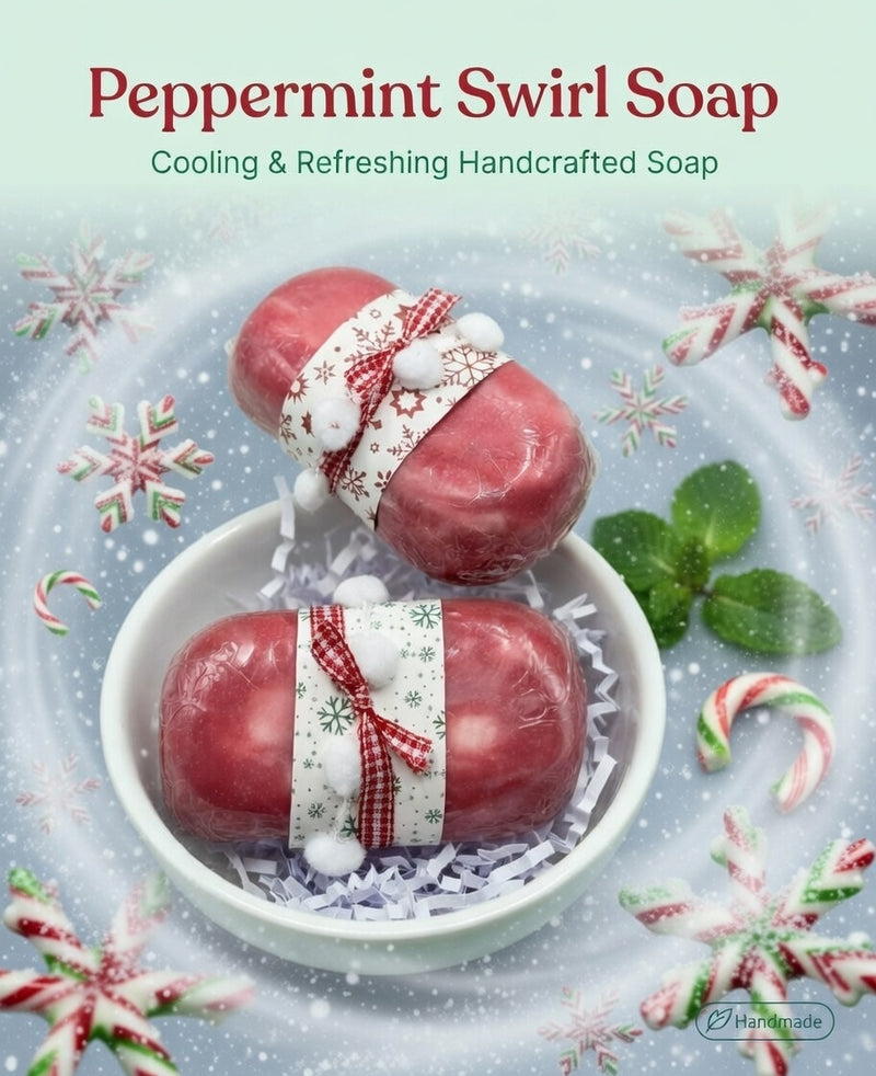 Handmade Peppermint Swirl Goat's Milk Soap - Artisan 4oz Bar