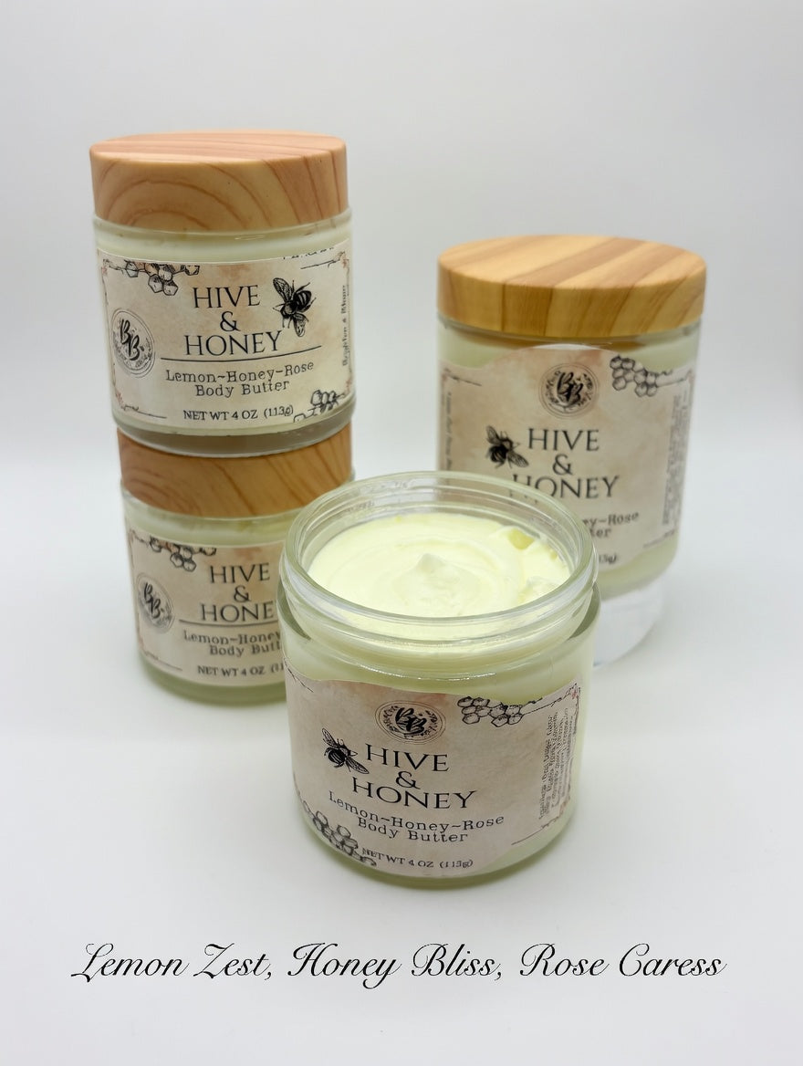 Lemon~Honey~Rose Body Butter  Hive & Honey Collection