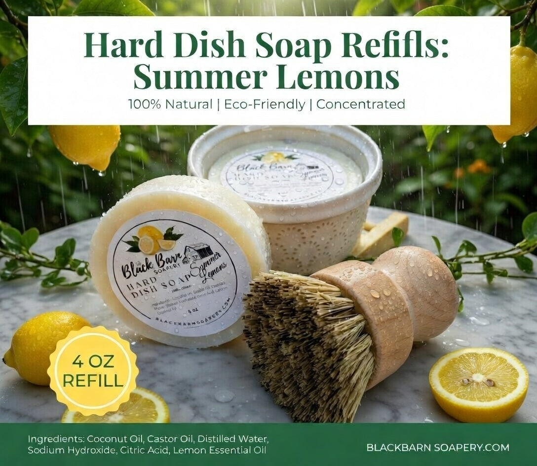 Solid Dish Soap Bar w/ Brush- Handmade Artisan Soap
