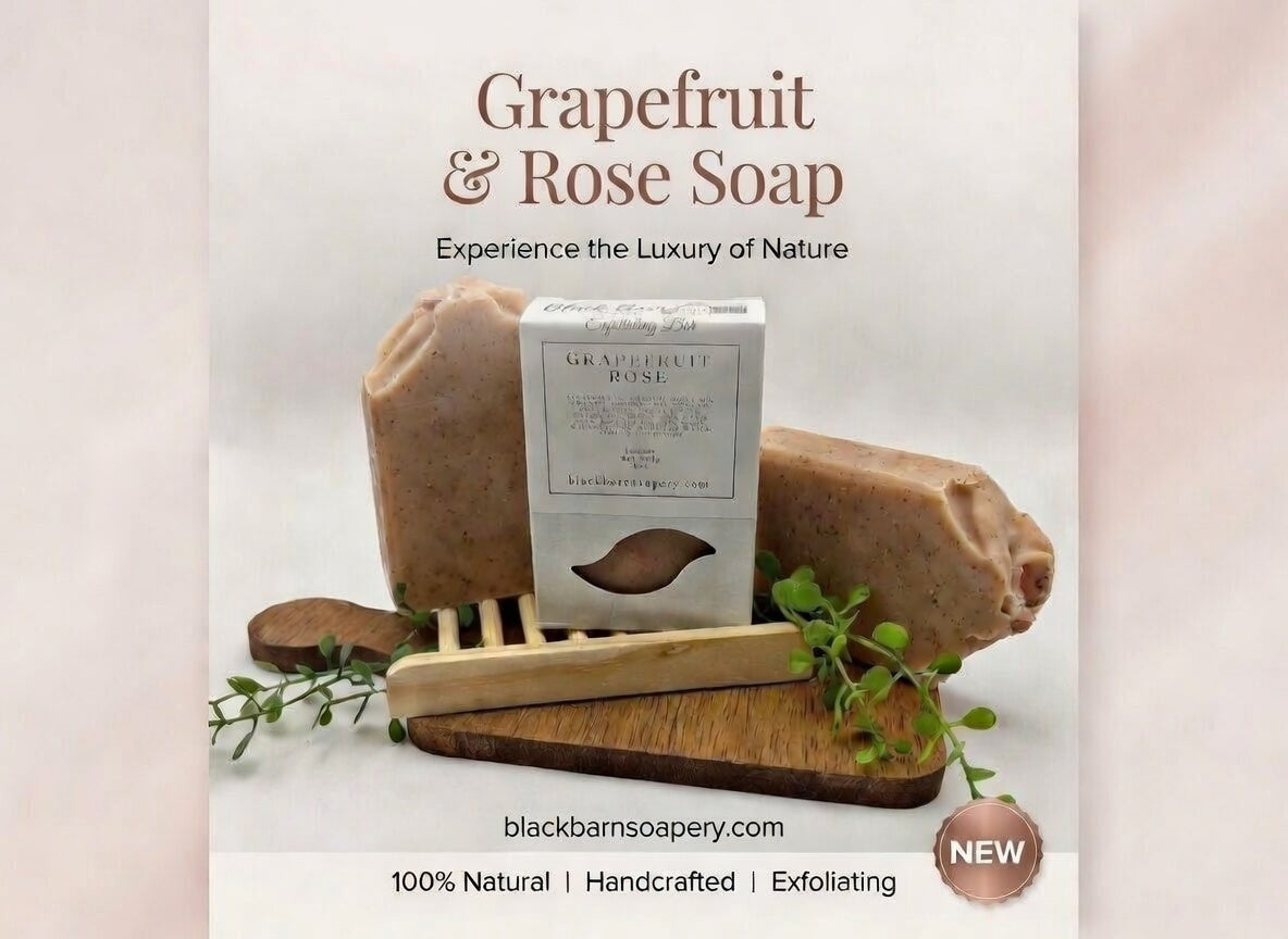 Grapefruit & Rose - Goats Milk Exfoliation Bar  Handmade Artisan Soap