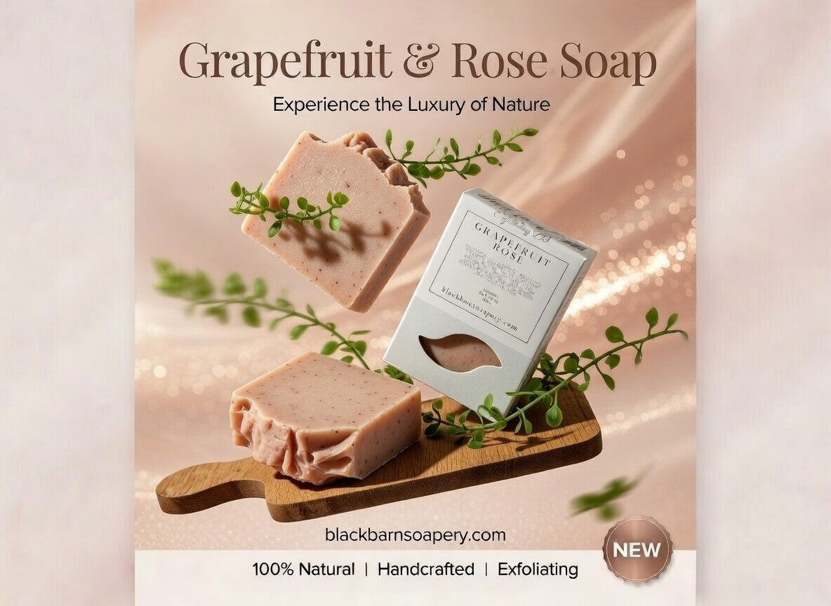 Grapefruit & Rose - Goats Milk Exfoliation Bar  Handmade Artisan Soap