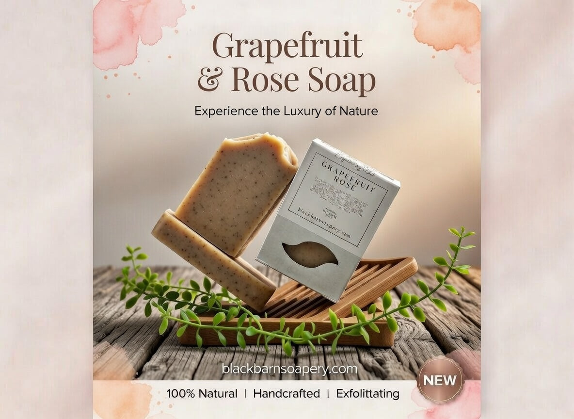 Grapefruit & Rose - Goats Milk Exfoliation Bar  Handmade Artisan Soap