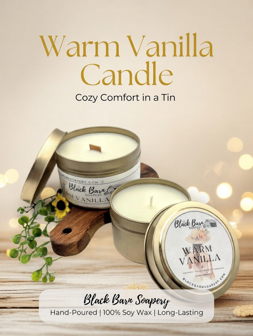 Warm Vanilla - 4oz / 8oz Candle Tin (Bohemian Fall)
