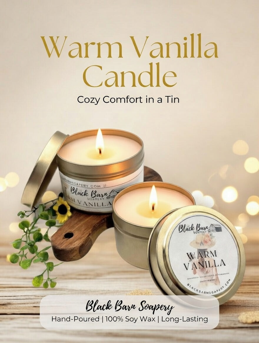 Warm Vanilla - 4oz / 8oz Candle Tin (Bohemian Fall)