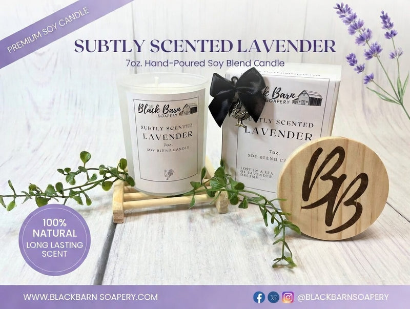 Lavender - Subtly Scented 7oz Jar Candle w/ Bamboo lid
