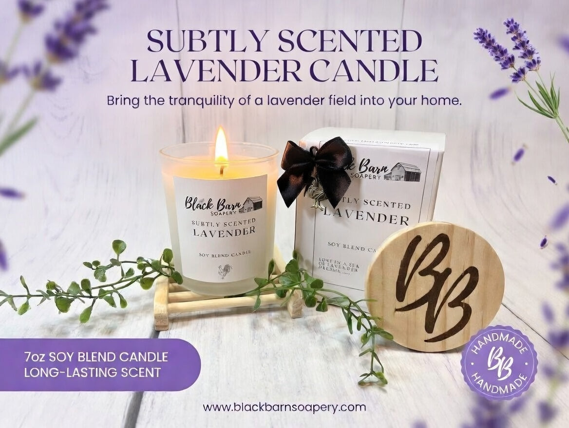 Lavender - Subtly Scented 7oz Jar Candle w/ Bamboo lid