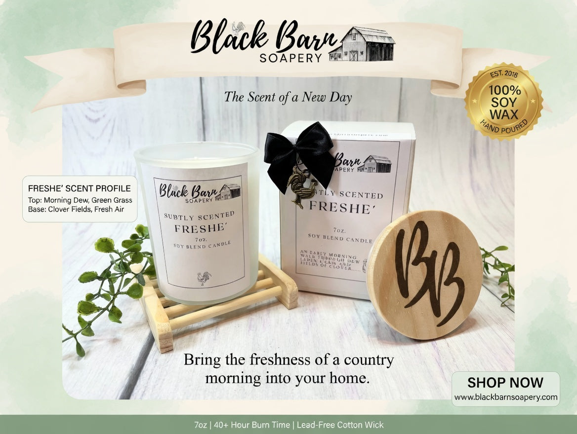 Freshe' - Subtly Scented 7oz Jar Candle w/ Bamboo lid