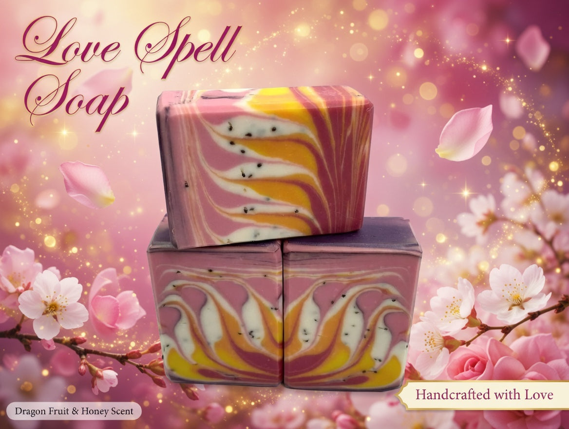 Love Spell Artisan Soap: Limited Edition Fruity Scent, Poppy Seed Exfoliation