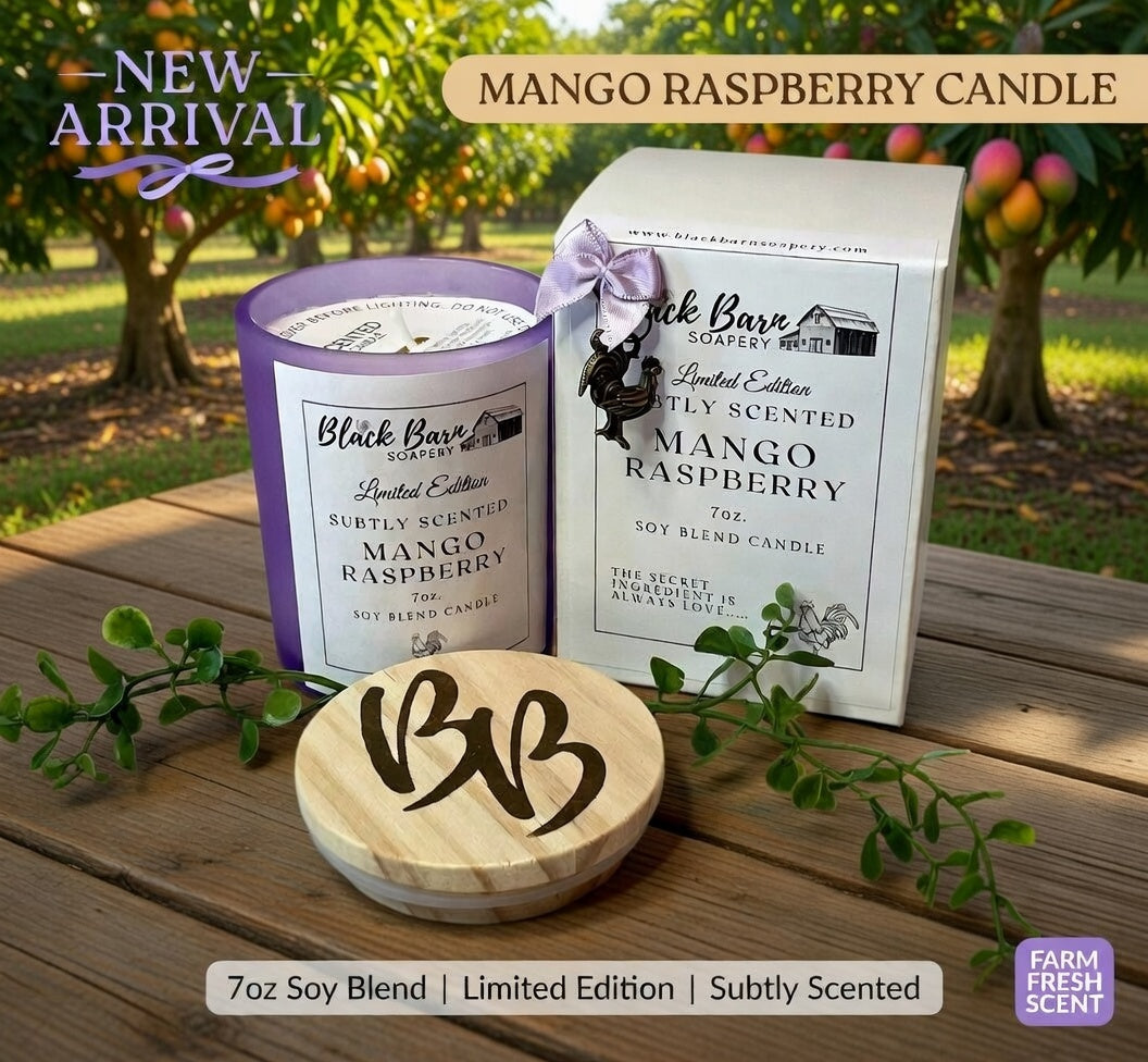 Mango Raspberry - Subtly Scented 7oz Jar Candle w/ Bamboo lid