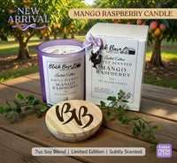 Mango Raspberry - Subtly Scented 7oz Jar Candle w/ Bamboo lid